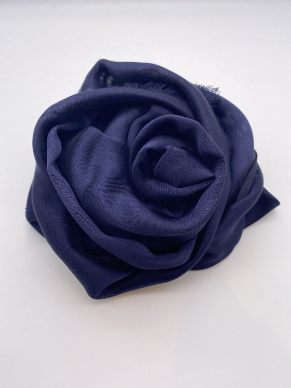 Navy Blue Silk Scarf