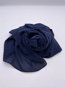 Navy Blue Chiffon Scarf