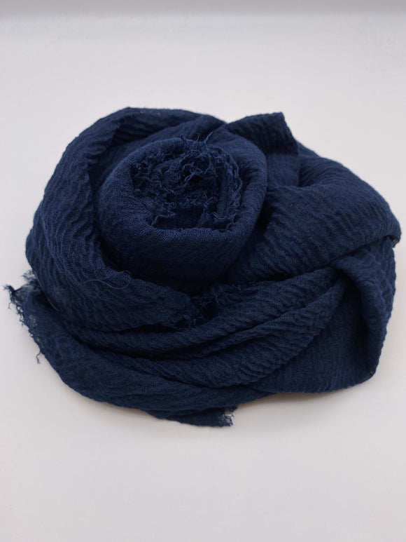 Navy Blue Crinkle Scarf