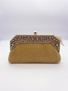 Party Clutch Bag - Silver Rhinestones - Comes With A Chain