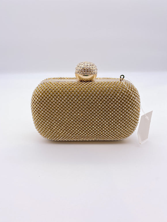 Party Clutch Bag - Silver  Rhinestones - Comes With A Chain 2