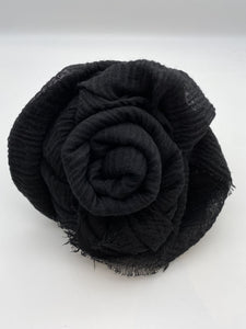 Pure Black Crinkle Scarf