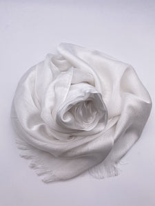 Pure White Silk Scarf