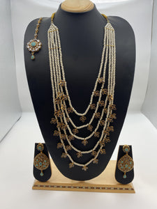 Rani Haar Royalty Collection Ferozi Aqua Green Stones Five Tier N Rangoli Online Jewellery