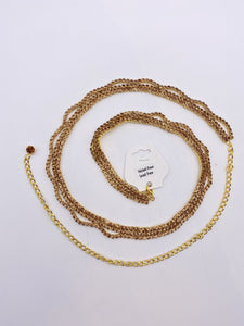 Triple  Strand Saree Belt with Antique Gold Rhinestones
