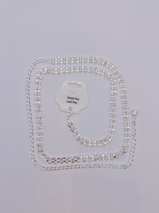 Double Strand Saree Belt with Rhinestones in Silver Base