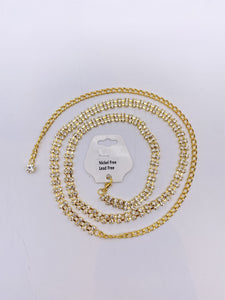 Double Strand Saree Belt with Rhinestones in Gold Base