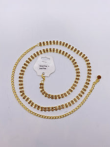 Double Strand Saree Belt with Antique Gold Rhinestones in Gold Base