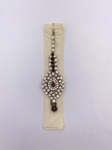 Tikka - Dark Plum Rhinestones and Beads -  Gold Base