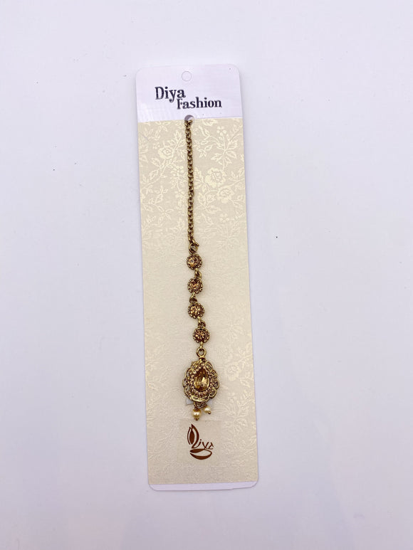 Tikka - Cream Gold Pearls - Antique Gold Base