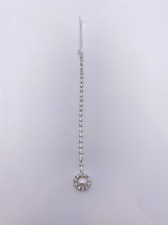 Tikka - White Pearl Circular Shape - Silver Base