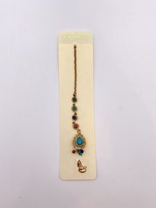 Tikka - Sky Blue Centre & Multicoloured Beads - Antique Gold Base